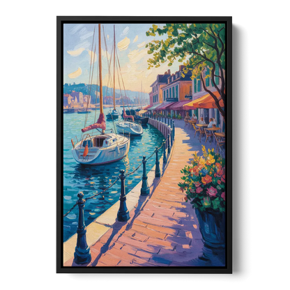 Old Port Waterfront - Black Frame Canvas