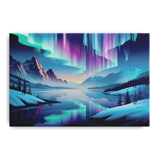 Anchorage Northern Lights Scene - Canvas Wall Art