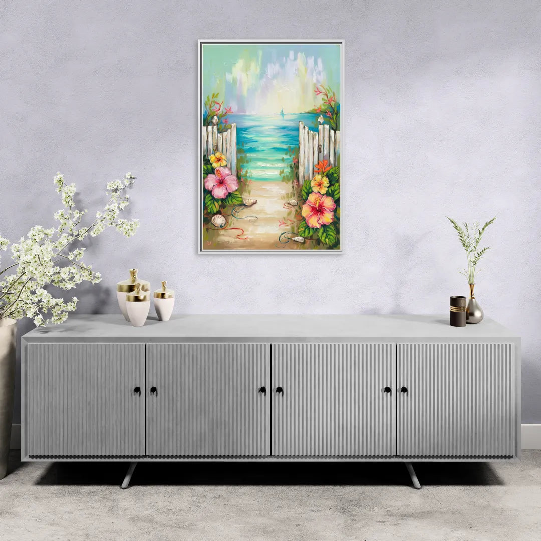 Key West Nautical Charm - Living Room White Frame Canvas