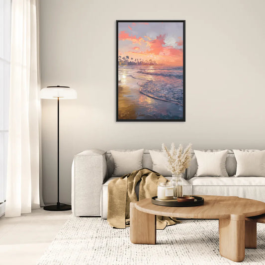 Miami Coastal Horizon - Living Room Black Frame Canvas