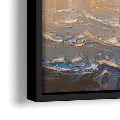 New York City Hudson River View - Close-Up Black Frame Canvas