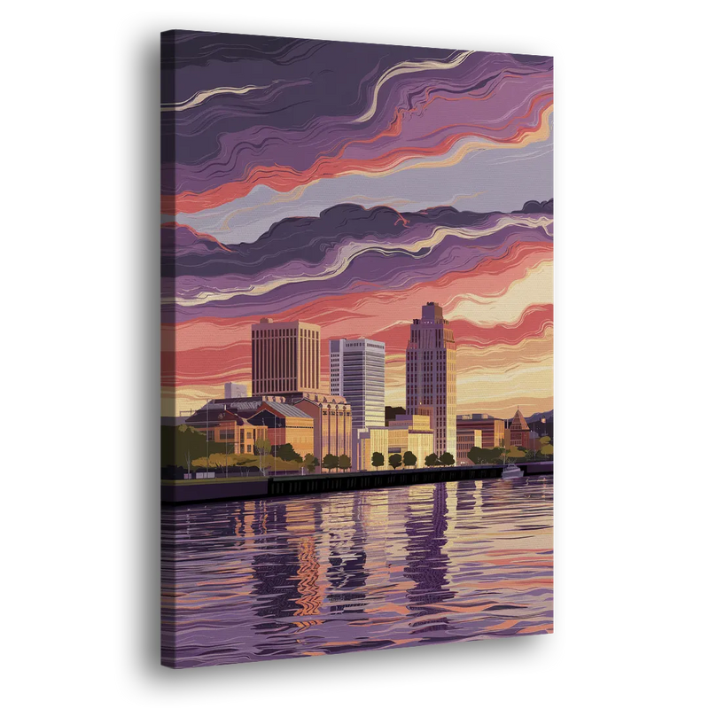 Norfolk Skyline at Sunset - Canvas Print Art Sides