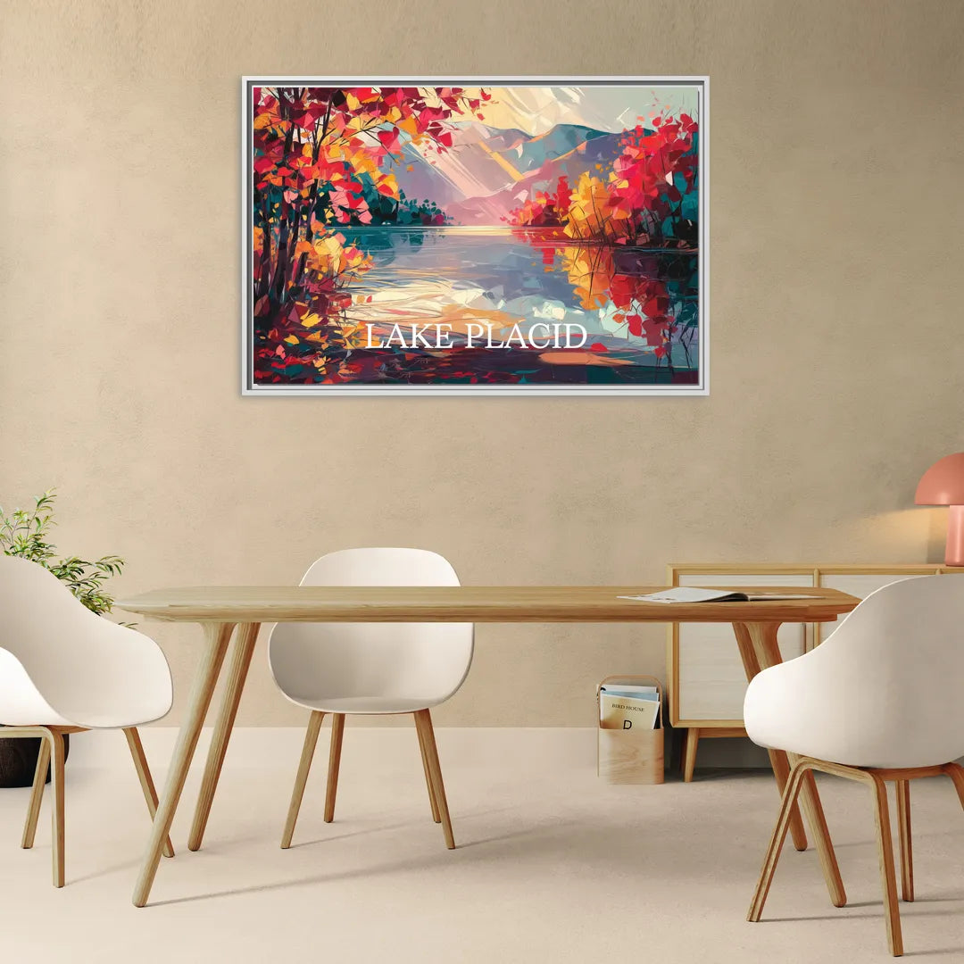 Lake Placid Autumn Splendor - Living Room White Frame Canvas