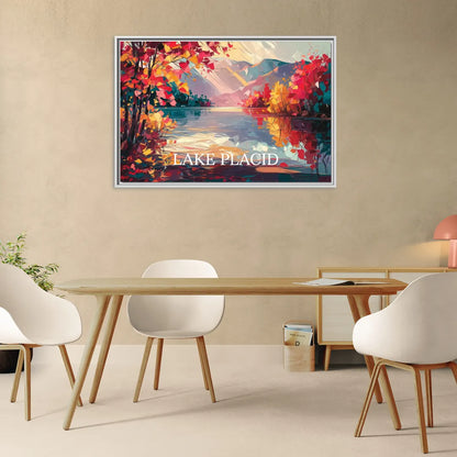 Lake Placid Autumn Splendor - Living Room White Frame Canvas