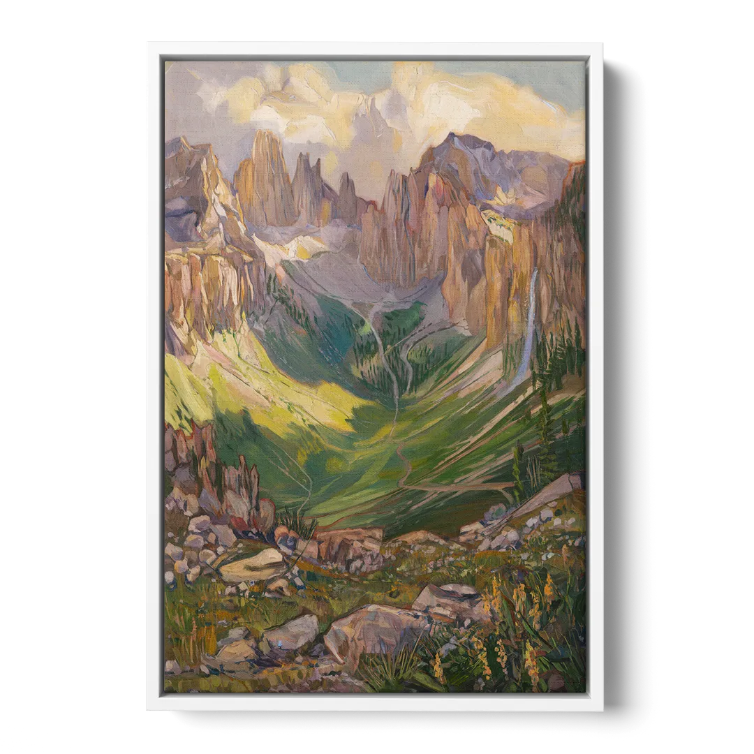 Telluride Rocky Mountain Peaks - White Frame Canvas