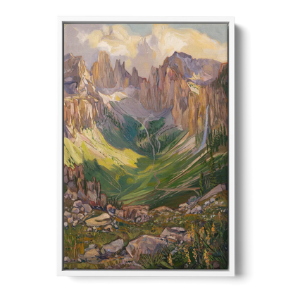 Telluride Rocky Mountain Peaks - White Frame Canvas