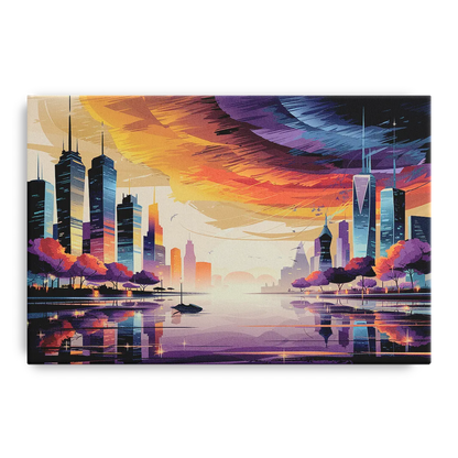 Garland Cityscape Sunset Horizon - Canvas Wall Art