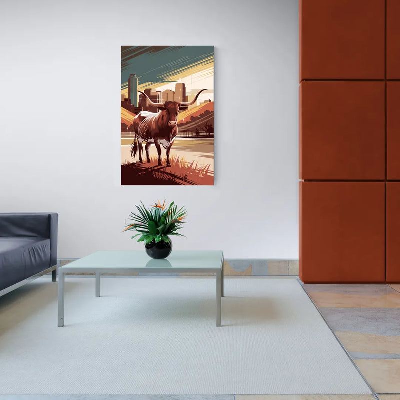 Austin Texas Longhorn Spirit - Canvas Wall Art Living Room