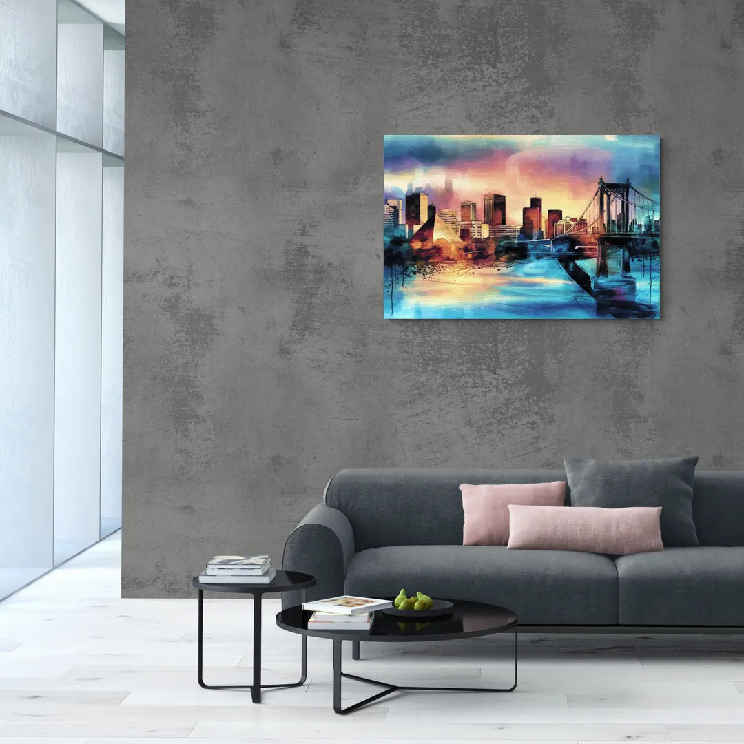 Memphis Architectural Landmarks - Canvas Wall Art Living Room