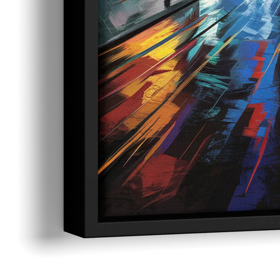 Plano Nightlife Glow Neon - Close-Up Black Frame Canvas
