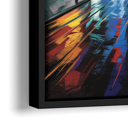 Plano Nightlife Glow Neon - Close-Up Black Frame Canvas