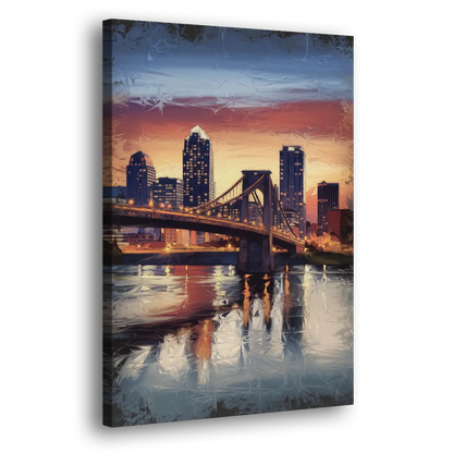 Cincinnati Skyline with River Reflection - Canvas Print Art Sides