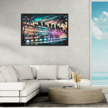 Miami Street Art Culture - Living Room Black Frame Canvas