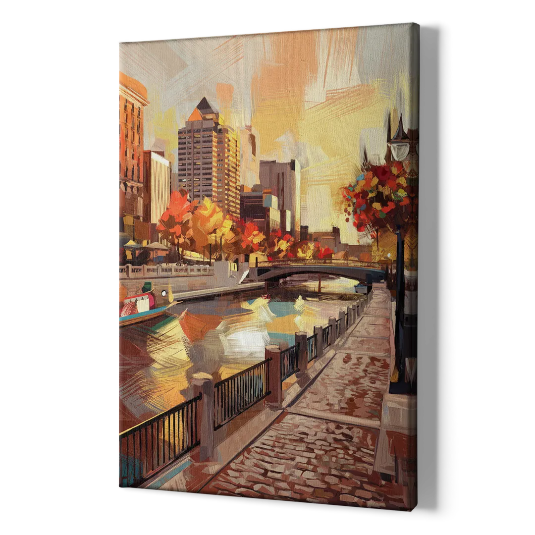 Milwaukee Riverwalk Views - Canvas Print Art Sides
