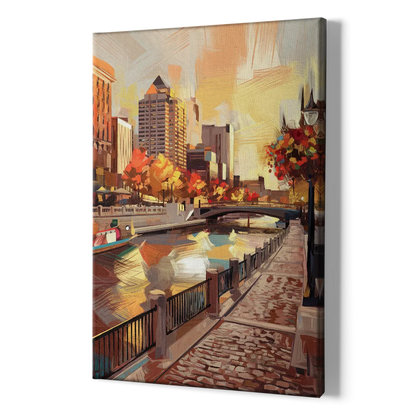 Milwaukee Riverwalk Views - Canvas Print Art Sides