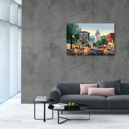 Eugene Cityscape Downtown - Canvas Wall Art Living Room