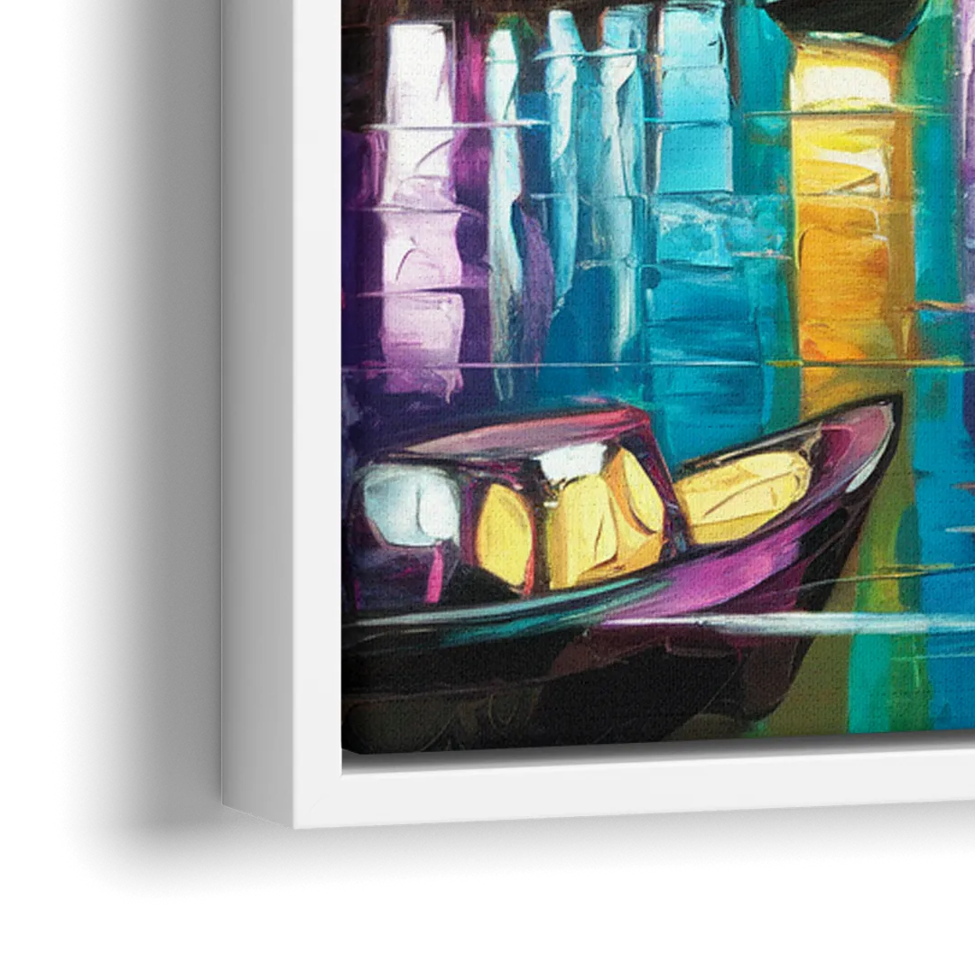 Miami Downtown Energy - Close-Up White Frame Canvas