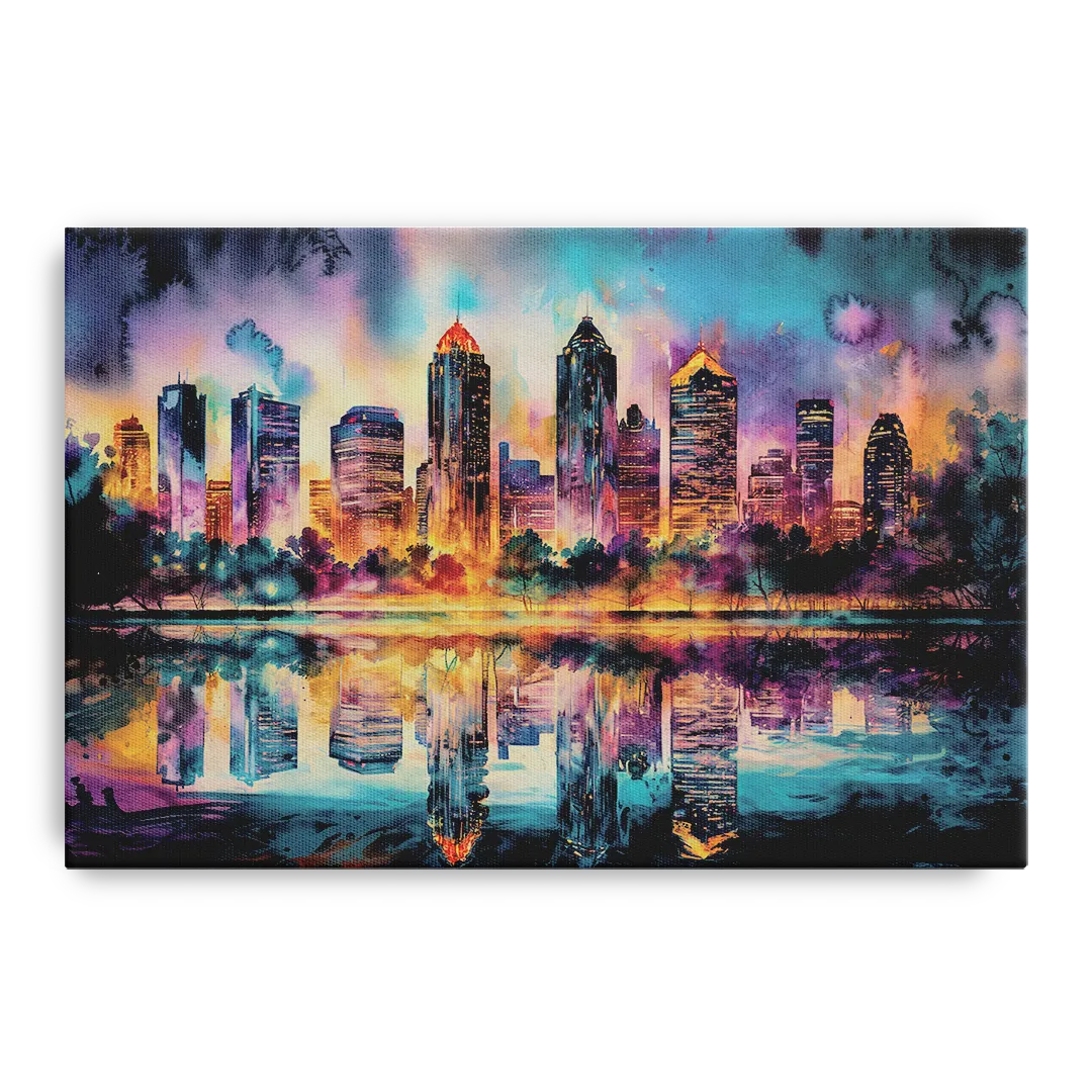 Atlanta Skyline With Reflection - Canvas Wall Art