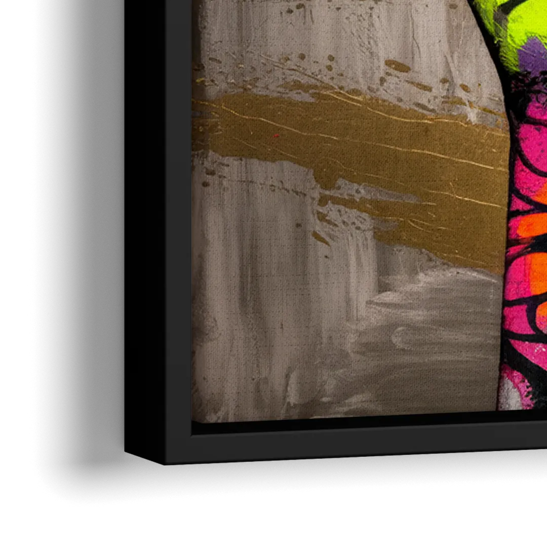 Houston Bold Graffiti - Close-Up Black Frame Canvas