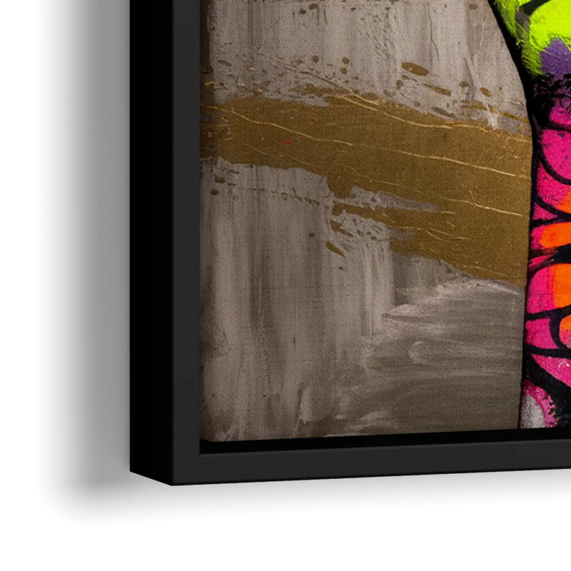 Houston Bold Graffiti - Close-Up Black Frame Canvas