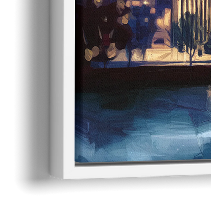 Indianapolis Nighttime Skyline - Close-Up White Frame Canvas