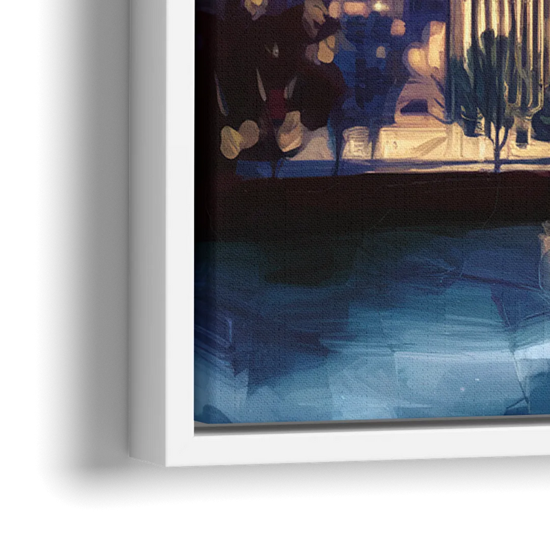 Indianapolis Nighttime Skyline - Close-Up White Frame Canvas