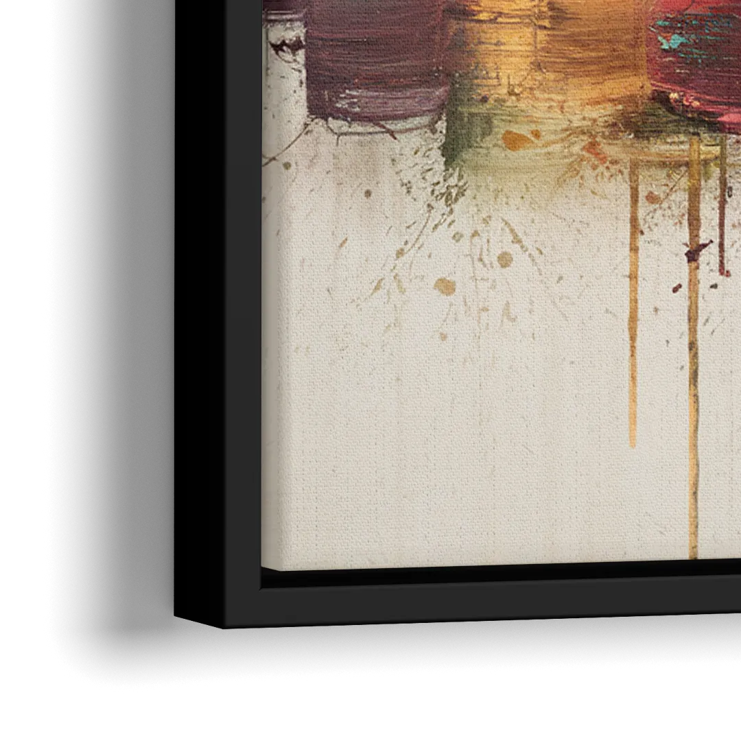 Detroit Skyline Silhouette - Close-Up Black Frame Canvas