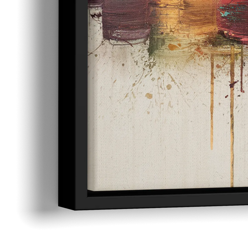 Detroit Skyline Silhouette - Close-Up Black Frame Canvas