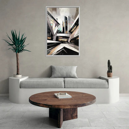 Burlington Modern Architecture - Living Room White Frame Canvas