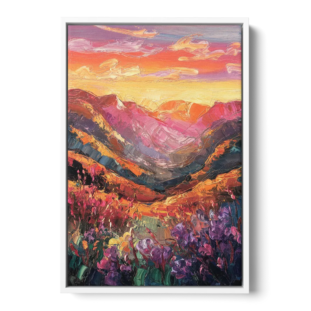 Vail Sunset Glow - White Frame Canvas
