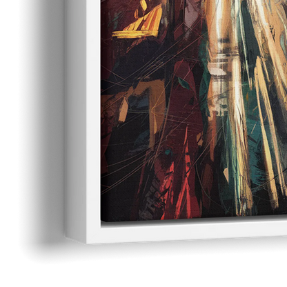 Las Vegas Strip Lights - Close-Up White Frame Canvas