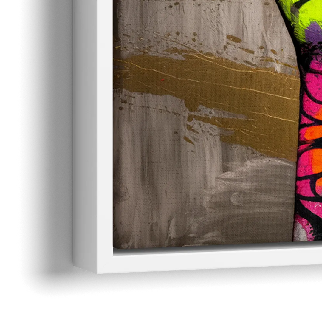 Houston Bold Graffiti - Close-Up White Frame Canvas