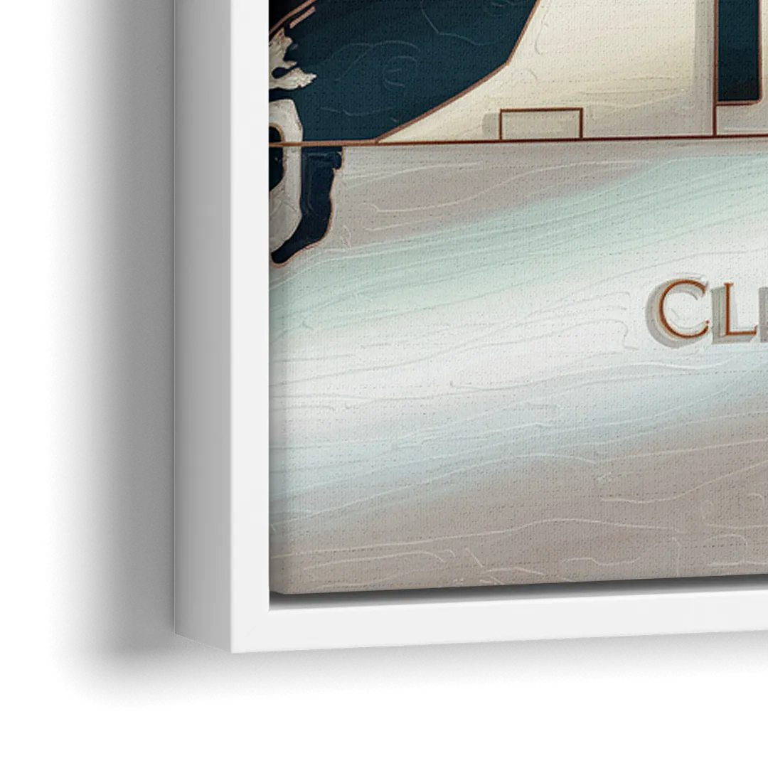 Cleveland Ohio Map Design - Close-Up White Frame Canvas