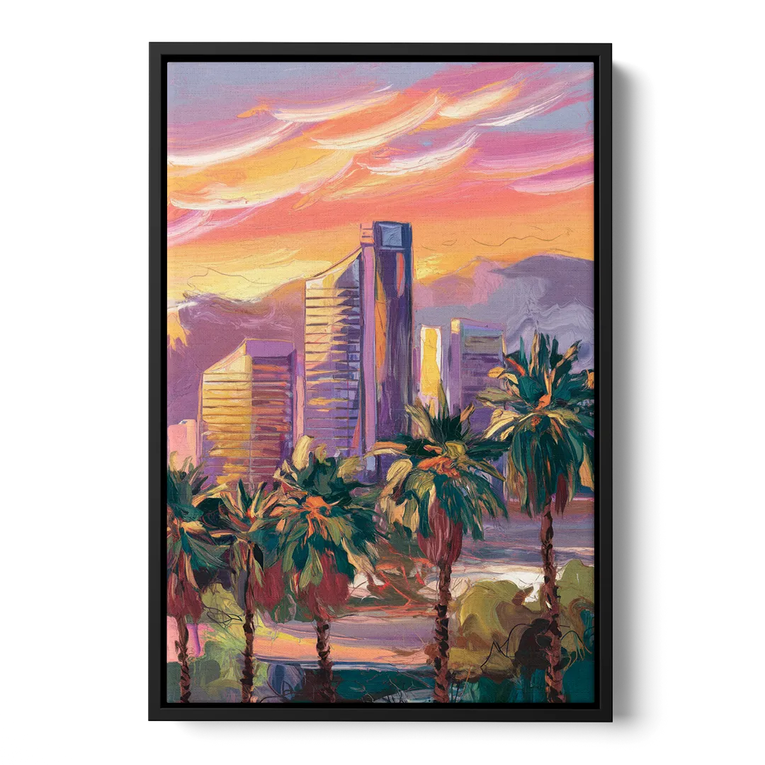 Corona Skyline Sunset - Black Frame Canvas