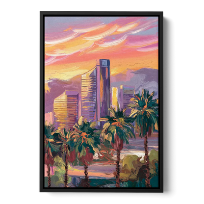 Corona Skyline Sunset - Black Frame Canvas