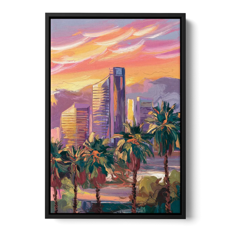 Corona Skyline Sunset - Black Frame Canvas