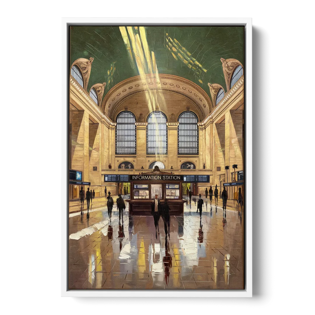 New York City Grand Central Station - White Frame Canvas