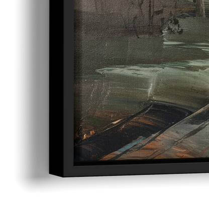 Salem Foggy Morning - Close-Up Black Frame Canvas