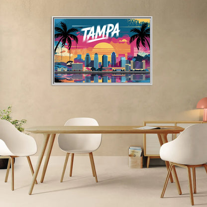Tampa Urban Street Art Vibes - Living Room White Frame Canvas