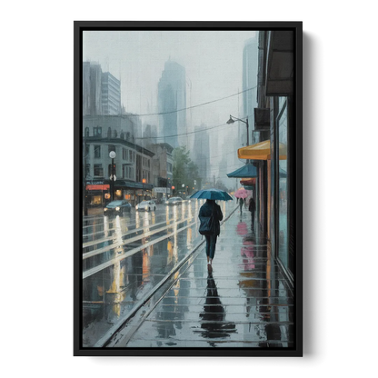 Vancouver Rainy Day - Black Frame Canvas