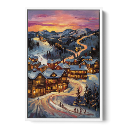 Park City Sunset Glow - White Frame Canvas