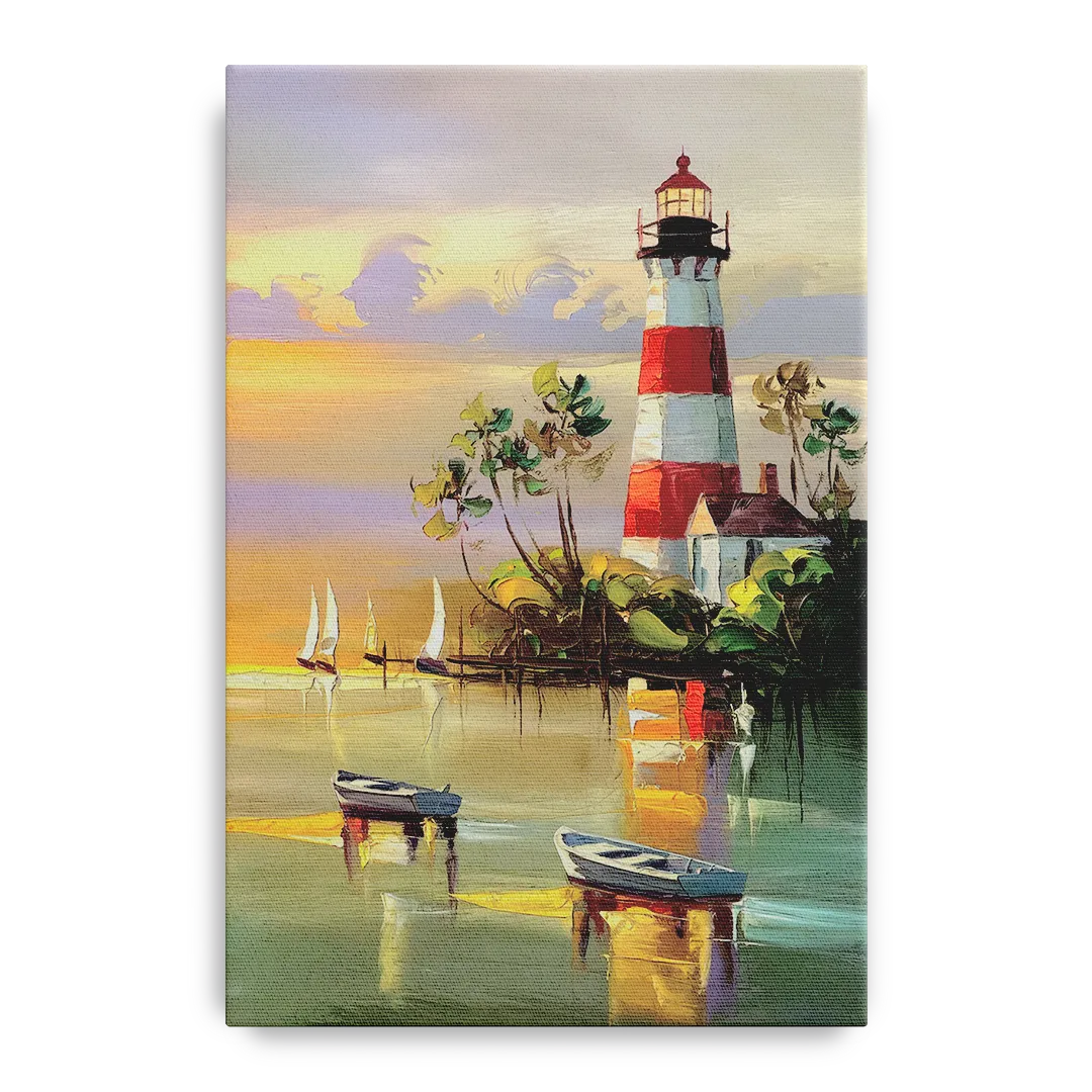 Hilton Head Island Coastal Lighthouse Nautical - Canvas Wall Art