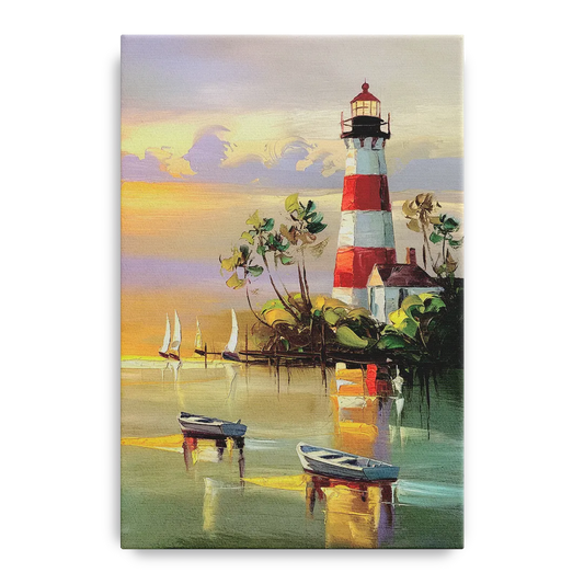 Hilton Head Island Coastal Lighthouse Nautical - Canvas Wall Art