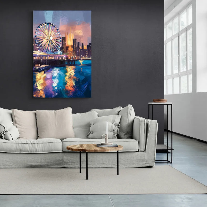 Chicago Navy Pier View - Canvas Wall Art Living Room