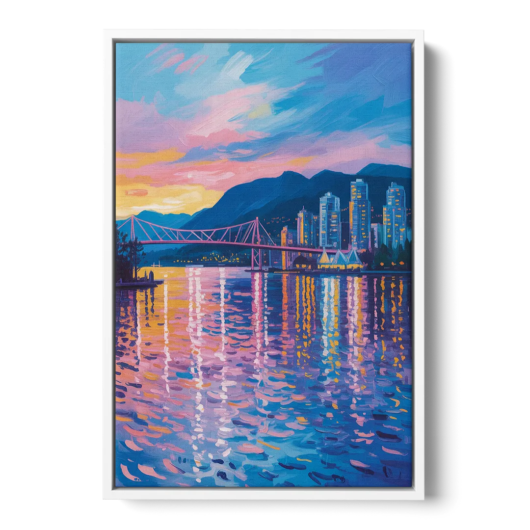 Vancouver Burrard Inlet - White Frame Canvas