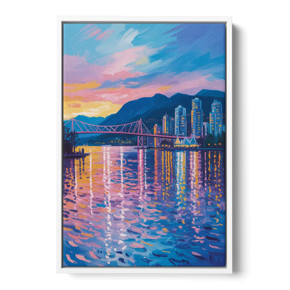 Vancouver Burrard Inlet - White Frame Canvas