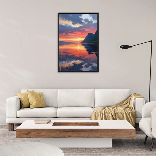 Sunset Over Gros Morne - Living Room Black Frame Canvas