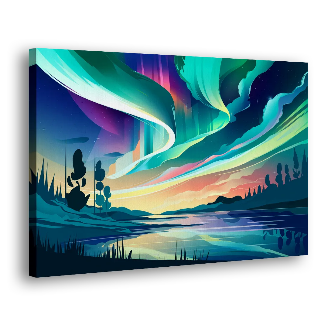 Aurora Borealis Sky - Canvas Print Art Sides