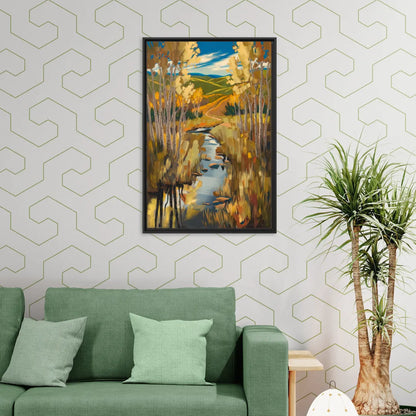 Aspen Nature Escape - Living Room Black Frame Canvas