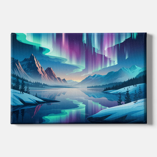 Anchorage Northern Lights Scene - Canvas Wall Art